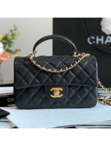 Chanel Grained Calfskin Mini Flap Bag with Top Handle AS2431 Black 02 2021