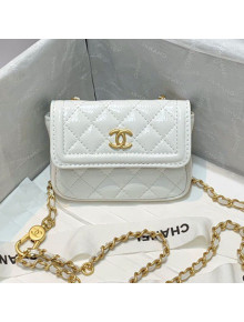 Chanel Shiny Crumpled Calfskin Mini Belt Bag A81035 White 2020