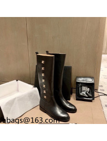 Chanel Calfskin CC Button High Boots Black 2021