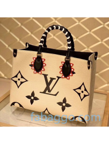 Louis Vuitton Crafty OnTheGo MM Oversized Monogram Tote Bag with Braided Handle M45375 White 2020