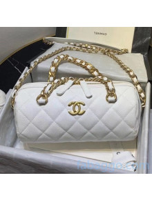 Chanel Grained Calfskin Bowling Bag AS1897 White 2020