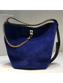 Givenchy GV Bucke Bag in Suede and Patent Leather Blue/Dark Grey 2018
