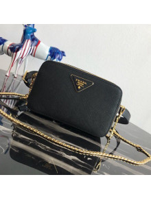 Prada Odette Saffiano Leather Belt Bag 1BL019 Black 2019