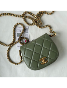 Chanel Calfskin Saddle Clutch with Chain AP2344 Green 2021