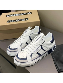 Dolce&Gabbana Men's Silky Calfskin Sneakers White/Navy Blue 03 2021