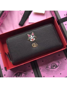 Gucci Leather Zip Around Wallet with Bosco 499337 Black 2018