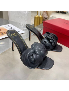 Valentino Atelier Shoe 03 Rose Edition Kidskin Heel Slide Sandal 90mm Black 2020