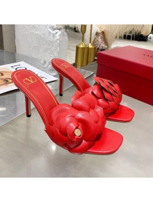 Valentino Atelier Shoe 03 Rose Edition Kidskin Heel Slide Sandal 90mm Red 2020
