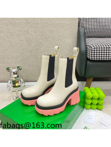 Bottega Veneta Flash White Calfskin Short Boots 9.5cm Flamingo Pink 2021