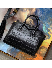 Givenchy Antigona Small Bag in Embossed Crocodile Leather Black/Gold 2021