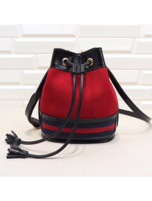 Gucci Suede with Web Mini Bucket Bag 550620 Red 2018