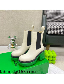 Bottega Veneta Flash White Calfskin Short Boots 9.5cm Green 2021