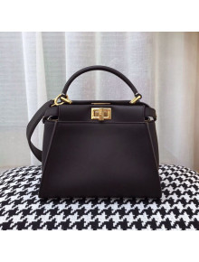 Fendi Peekaboo Iconic Leather Streped Mini Bag Black 2020