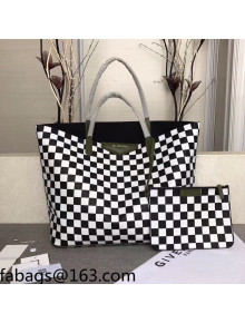 Givenchy Checker Calfskin Tote Bag 38cm White/Black 8841 09