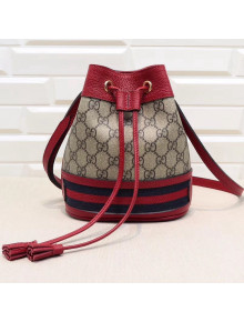 Gucci GG Canvas with Web Mini Bucket Bag 550620 Red 2018