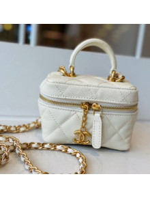 Chanel Grained Calfskin Small Vanity with Chain AP2194 White 2021