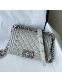Chanel Grained Calfskin Small Boy Flap Bag A67085 Gray/Silver 2021