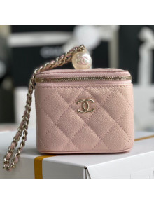 Chanel Iridescent Grained Calfskin Small Vanity with Pearl and Chain AP2161 Pink 2021