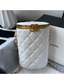 Chanel Lambskin Mini Bucket Bag White 2021 083005