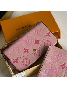 Louis Vuitton Félicie Pochette Clutch with Chain/Mini Bag in Monogram Leather M80498 Pink 2021