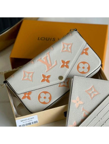 Louis Vuitton Félicie Pochette Clutch with Chain/Mini Bag in Monogram Leather M80498 Cream White/Saffron Yellow 2021