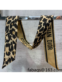 Gucci Leopard Print Silk Bandeau Scarf 6x106cm Beige 2021