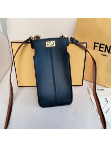Fendi Peekaboo Peek-A-Phone Leather Pouch with Strap Black 2020
