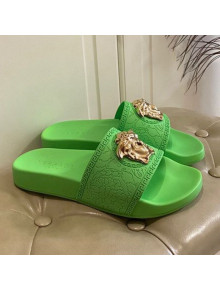 Versace Flat Side Sandals Green 2021 02