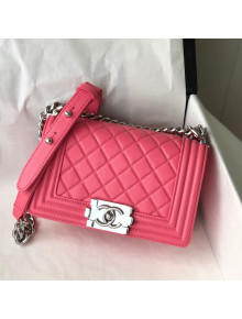 Chanel Grained Calfskin Small Boy Flap Bag A67085 Pink/Silver 2021