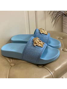 Versace Flat Side Sandals Blue 2021 01