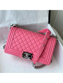 Chanel Grained Calfskin Medium Boy Flap Bag A67086 Pink/Silver 2021