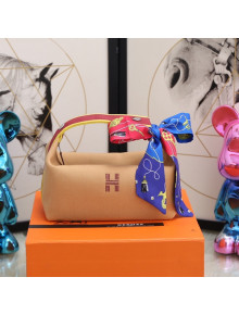 Hermes Trousse Bride-A-Brace Canvas Case/Top Handle Bag Beige 2022