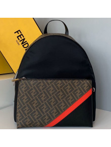Fendi Men's Backpack in FF and Striped Nylon Brown/Red 2020