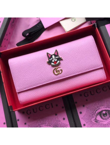 Gucci Leather Continental Wallet with Bosco 499324 Pink 2018