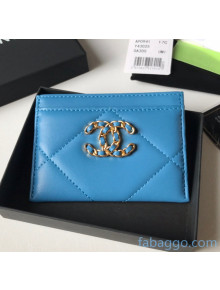 Chanel Maxi-Quilted Lambskin Card Holder AP0941B Blue 2021