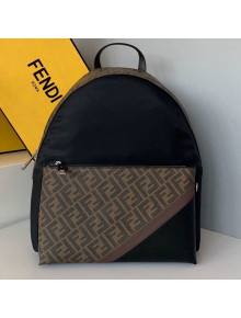Fendi Men's Backpack in FF and Stripe Black/Brown Nylon 2020
