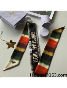 Dior D-Stripes Mitzah Silk Bandeau Scarf 6x106cm Multicolor 2021 
