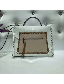 Fendi Calfskin Runway Small Bag with Leather Threading and Bows White/Beige 2018