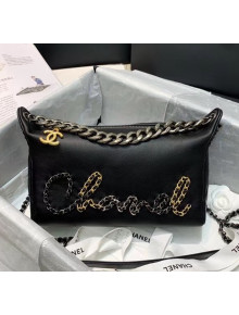 Chanel Calfskin & Chain Logo Bowling Shoulder Bag AS1886 Black 2020