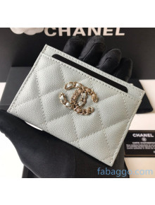 Chanel Quilted Grainy Calfskin Card Holder Grey 2021