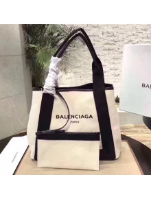 Balenciaga Denim Navy Cabas Small Bag White/Black 2017
