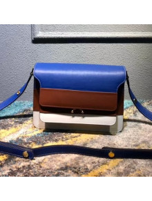 Marni Tri-Colored Trunk Bag In Calfskin Blue/Brown/White 2018