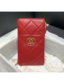 Chanel 19 Phone and Card Holder in Lambskin AP1182 Red 2020