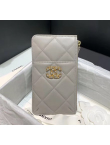 Chanel 19 Phone and Card Holder in Lambskin AP1182 Grey 2020