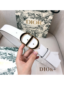 Dior Calfskin Belt 3.5cm with Bi-color CD Buckle White 2021