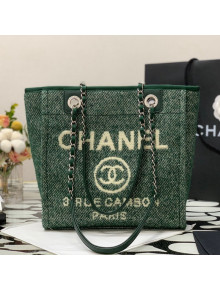 Chanel Deauville Mixed Fibers Small Shopping Bag Green 2021