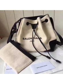 Balenciaga Denim Navy Cabas Bucket Bag White/Black 2017