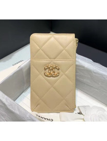 Chanel 19 Phone and Card Holder in Lambskin AP1182 Apricot 2020