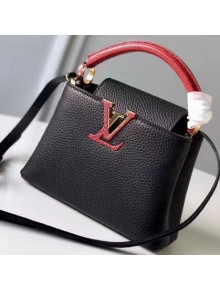 Louis Vuitton Taurillon Skin with Lizard Accents Capucines Mini Bag N94048 Noir Rouge 2018