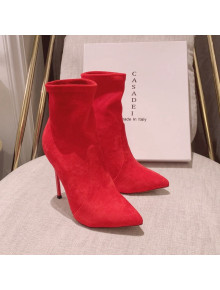 Casadei Elastic Suede High-Heel Ankle Boots 12cm Red 2021